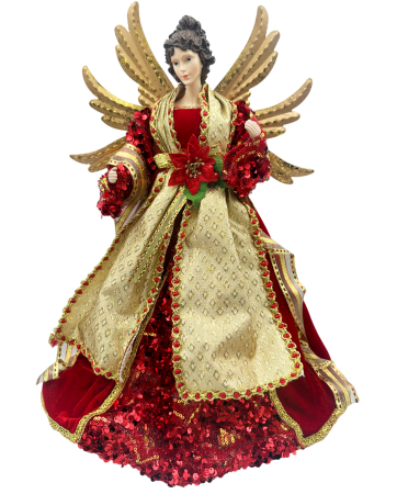 GLOBURI & FLORI DE BRAD - Decor Craciun - Varf de brad Inger CELESTE, Rosu, 45cm