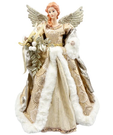 GLOBURI & FLORI DE BRAD - Decor Craciun - Varf de brad Inger CASSIEL, Sampanie, 45cm