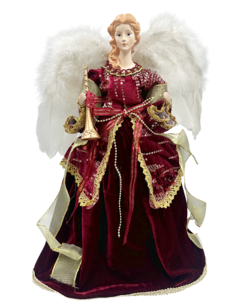 Varfuri De Brad - Decor Craciun - Varf de brad Inger EVANGELINE, Burgundy, 45cm