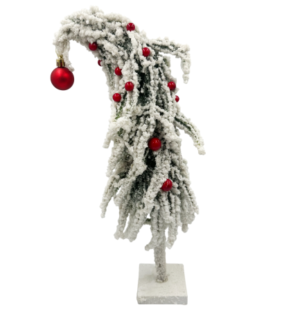 DECORATIUNI CRACIUN - Brad decorativ înghețat cu globuri roșii GRINCH