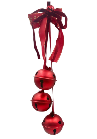 DECORATIUNI CRACIUN - Decor de agățat cu clopoței rosii și fundita SEASON