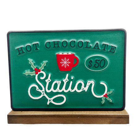 FIGURINE & PLUSURI - Decor de Crăciun – Tăbliță „HOT CHOCOLATE STATION”