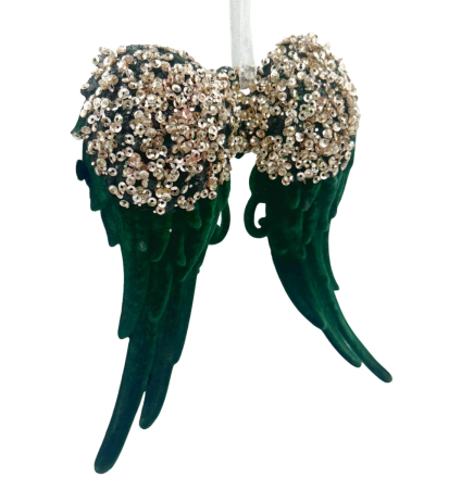 Decoratiune Craciun - Aripi de Inger verzi cu paiete [1]