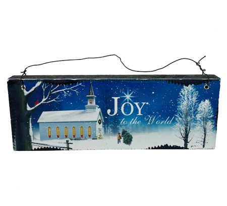 Decor Craciun cu text JOY, Albastru, 18cm [1]