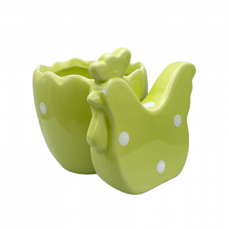 De Sezon - Gaina cu suport pentru ou SIMY, Verde, 9x8cm