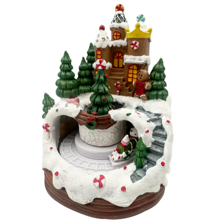 Decorațiune sat de iarnă cu trenuleț cu dulciuri, LED și muzică CANDY SHOP [1]