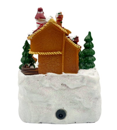 Decorațiune sat de iarnă cu trenuleț, LED și muzică – scenă festivă de Crăciun [2]