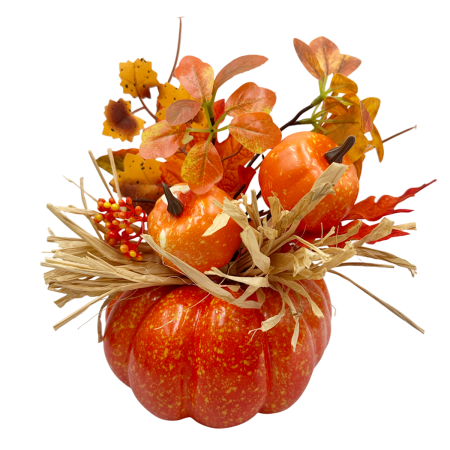 DE TOAMNA - Dovleac decorativ PEPITA, Portocaliu, 15x20cm