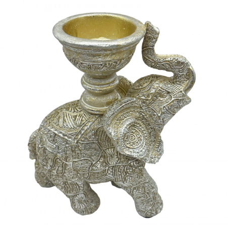 Elefant cu suport lumanare ASTER, Argintiu, 15cm [1]