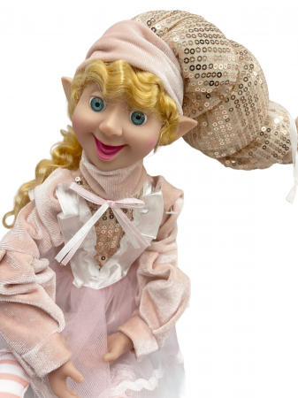 Elf decor Craciun ARIEL, Roz/ Auriu, 50cm [2]