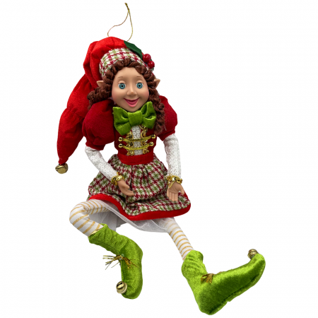 Colectia Traditional - Elf decor Craciun HOLLY, Verde/ Rosu, 50cm