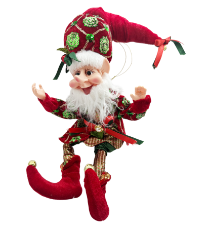 Elf decor Craciun TINSEL, Verde Rosu, 40cm [1]