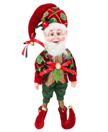 FIGURINE & PLUSURI - Elf decor Craciun TINSEL, Verde Rosu, 40cm