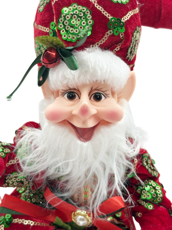 Elf decor Craciun TINSEL, Verde Rosu, 40cm [2]