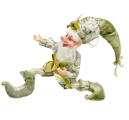 Spiridus decorativ cu caciula catifea TINSEL, Verde fistic, 40cm [2]