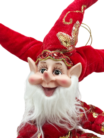 Elf decor Craciun TINSEL, Rosu, 40cm [2]