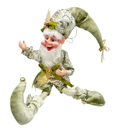 GLOBURI & FLORI DE BRAD - Spiridus decorativ cu caciula catifea TINSEL, Verde fistic, 40cm