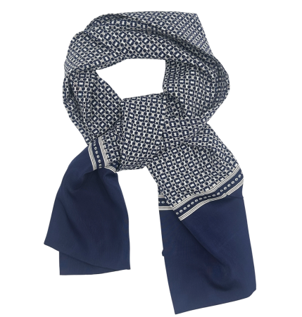 Esarfe Matase - Esarfa barbati MONACO, Bleumarin cu model geometric