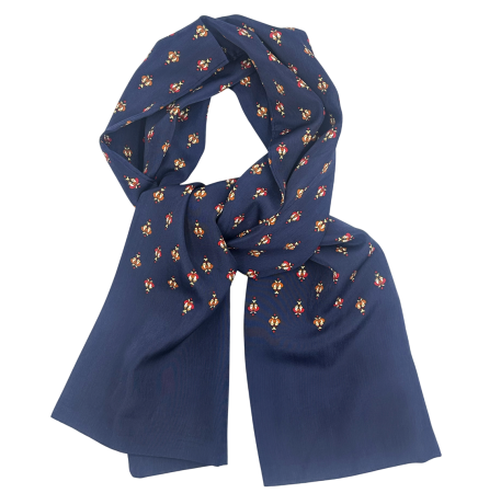 Esarfe Matase - Esarfa barbati MILANO, Bleumarin cu model floral