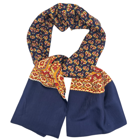 MODA & ACCESORII - Esarfa barbati BOLOGNA - Bleumarin cu motive ornamentale aurii