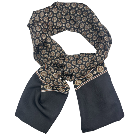 MODA & ACCESORII - Esarfa barbati BOLOGNA 28x130 cm - Neagra cu model geometric