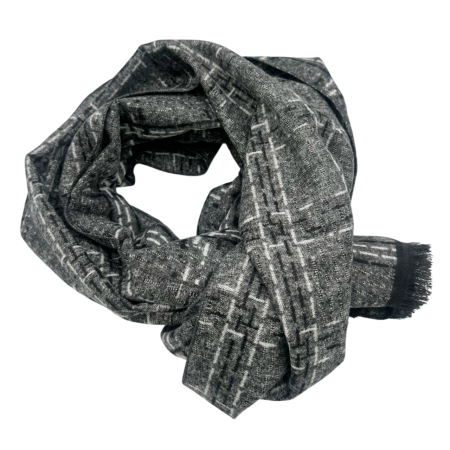 Esarfe & Fulare Barbatesti - Esarfa barbati Cashmere BRADLEY, Gri/ Alb, 30x180cm