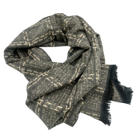 Esarfe & Fulare Barbatesti - Esarfa barbati Cashmere BRADLEY, Gri Bej, 30x180cm