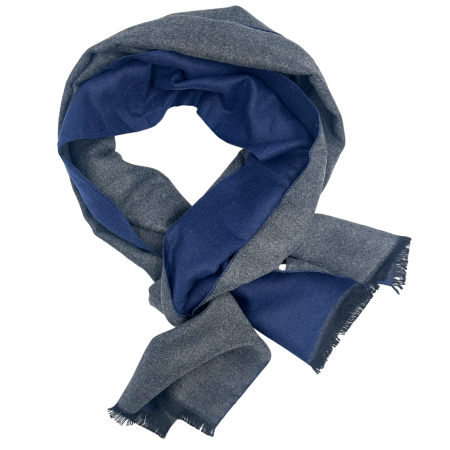 Esarfa barbati Cashmere DOUGLAS, Reversibila, Bleumarin/ Gri, 30x180 cm [3]