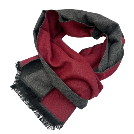 Esarfa barbati Cashmere DOUGLAS, Cu 2 fete, Rosu bordeaux/ Gri [0]