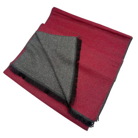 Esarfa barbati Cashmere DOUGLAS, Cu 2 fete, Rosu bordeaux/ Gri [1]