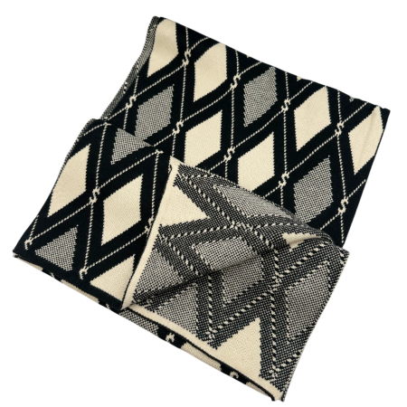 Esarfa barbati Cashmere ENZO, Negru/ Crem, 30x190cm [2]