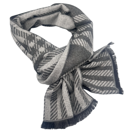 MODA & ACCESORII - Esarfa barbateasca gri reversibila din casmir