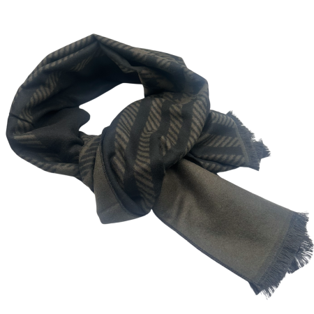 MODA & ACCESORII - Esarfa barbateasca verde-negru reversibila din casmir