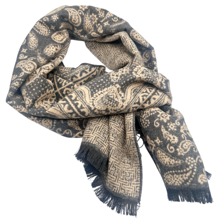 MODA & ACCESORII - Esarfa barbati Cashmere MONTCLAIR reversibila gri cu bej