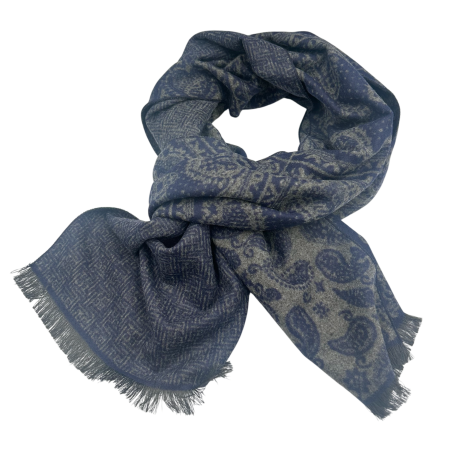MODA & ACCESORII - Esarfa barbati Casmir MONTCLAIR reversibila gri cu bleumarin