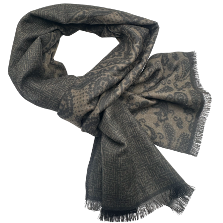 MODA & ACCESORII - Esarfa barbati Casmir MONTCLAIR reversibila kaki cu negru