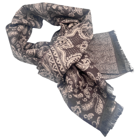 MODA & ACCESORII - Esarfa barbati Cashmere MONTCLAIR reversibila maro cu bej