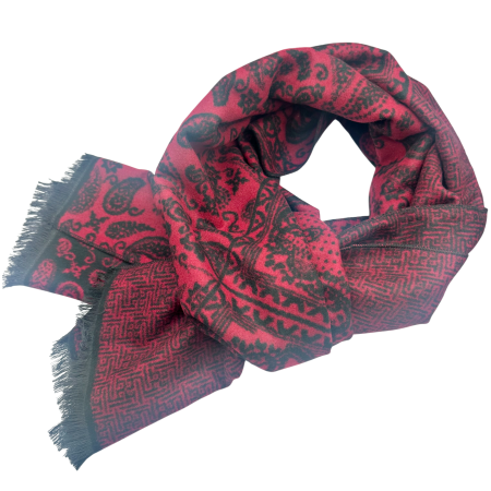 MODA & ACCESORII - Esarfa barbati Cashmere MONTCLAIR reversibila negru si rosu