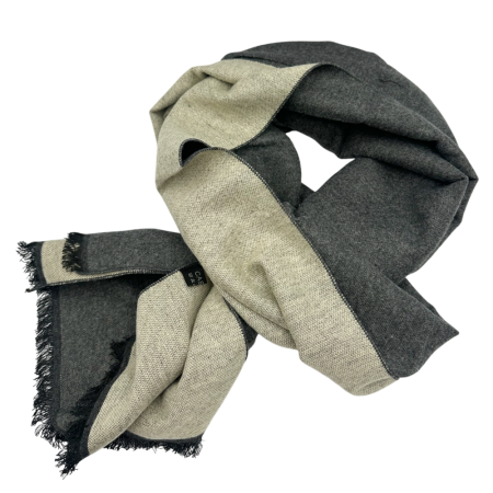 Esarfe & Fulare Barbatesti - Esarfa barbati - Fular Cashmere NATHAN, Cu 2 fete, Gri/ Bej