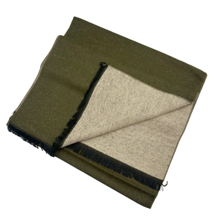 Esarfa barbati Cashmere NATHAN, Cu 2 fete, Kaki/ Bej, 30x180cm [1]