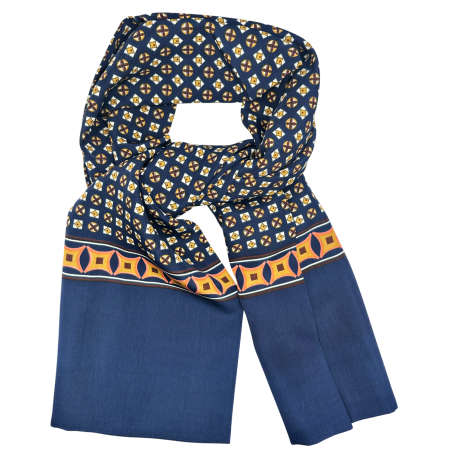 MODA & ACCESORII - Esarfa barbati MILANO - Bleumarin cu model geometric galbe