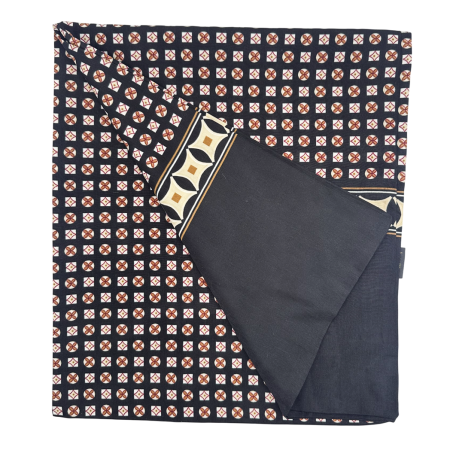 Esarfa barbati MILANO 28x130 cm - Neagra cu model geometric caramiziu [1]