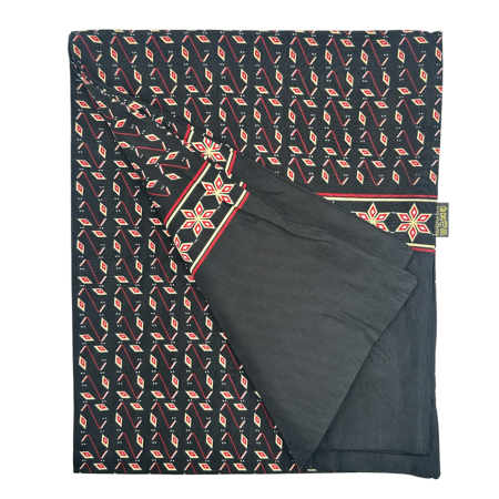 Esarfa barbati MILANO 28x130 cm - Neagra cu model geometric rosu [1]