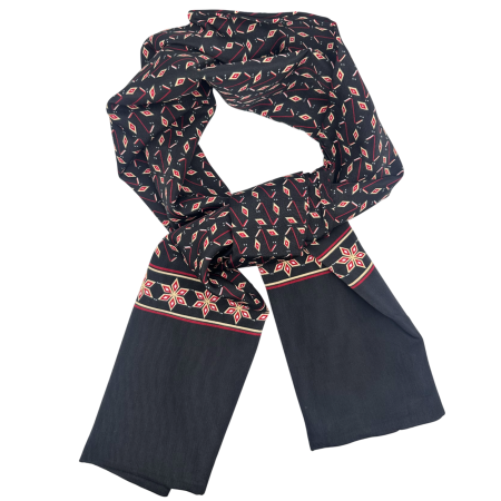 MODA & ACCESORII - Esarfa barbati MILANO 28x130 cm - Neagra cu model geometric rosu