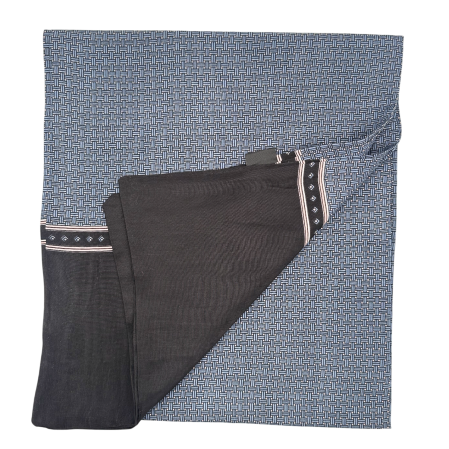 Esarfa barbati MONACO - Negru cu model geometric gri-bleu [1]