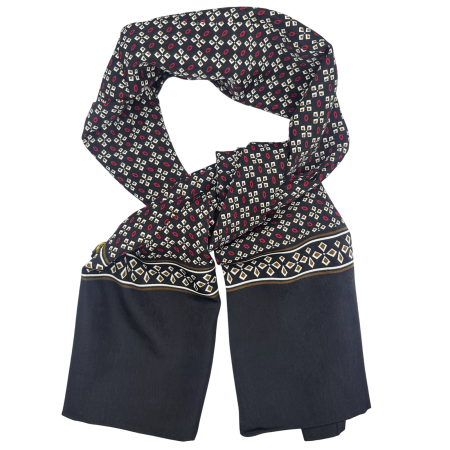 MODA & ACCESORII - Esarfa barbati MONACO 28x130 cm - Neagra cu model geometric rosu