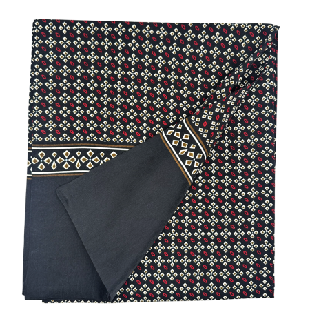 Esarfa barbati MONACO 28x130 cm - Neagra cu model geometric rosu [1]