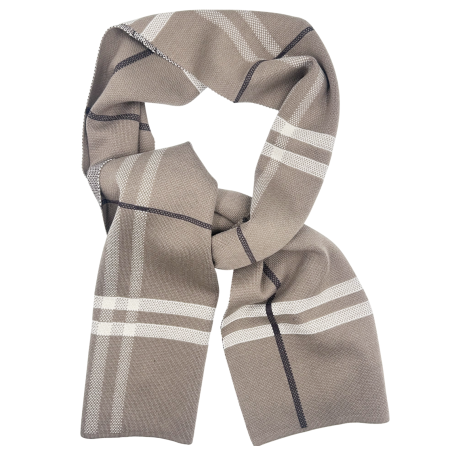 Esarfe & Fulare - Esarfa barbati WINDSOR in carouri, Maro taupe, 30x190 cm