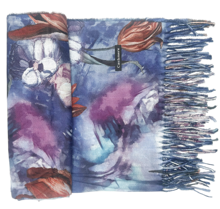 Esarfe Casmir & Vascoza & Manusi - Esarfa Cashmere BRIGITTE, Albastru, 70x180cm