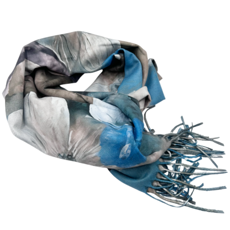 Manusi Si Esarfe Casmir & Vascoza - Esarfa Cashmere CAROLINE, Albastru/ Gri, 70x180cm